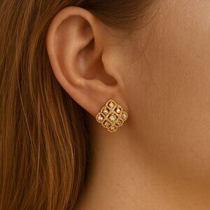 “Azure” Gold Etched Earrings